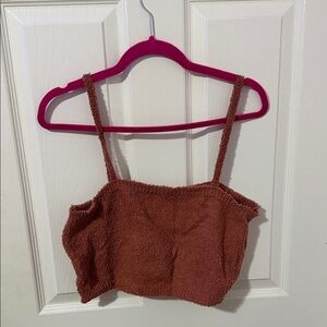 Brown Fuzzy Crop Top